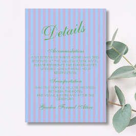 Tarjeta De Recepción Detalles de Verde Cítrico y Raya Rosa Azul Retro