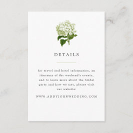 Tarjeta De Recepción Detalles de verde y blanco y de hidrangea