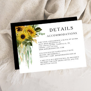 Tarjeta De Recepción Detalles del Alojamiento Boda de Girasol