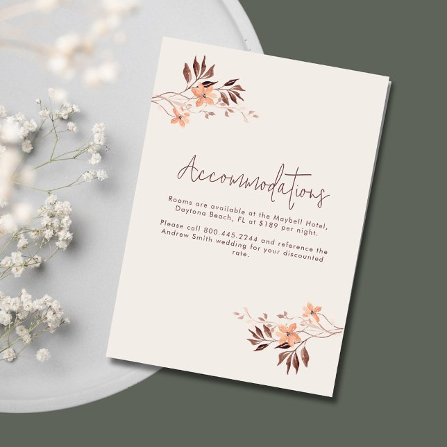 Tarjeta De Recepción Detalles del alojamiento Wildlfower Boho (Wildlfower Boho Accommodations Details Enclosure Card)