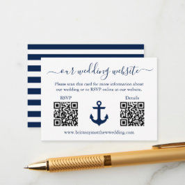 Tarjeta De Recepción Detalles del Anclaje Azul boda 2 QR RSVP