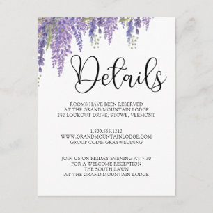 Tarjeta De Recepción Detalles del árbol de glicinia Boda pastel