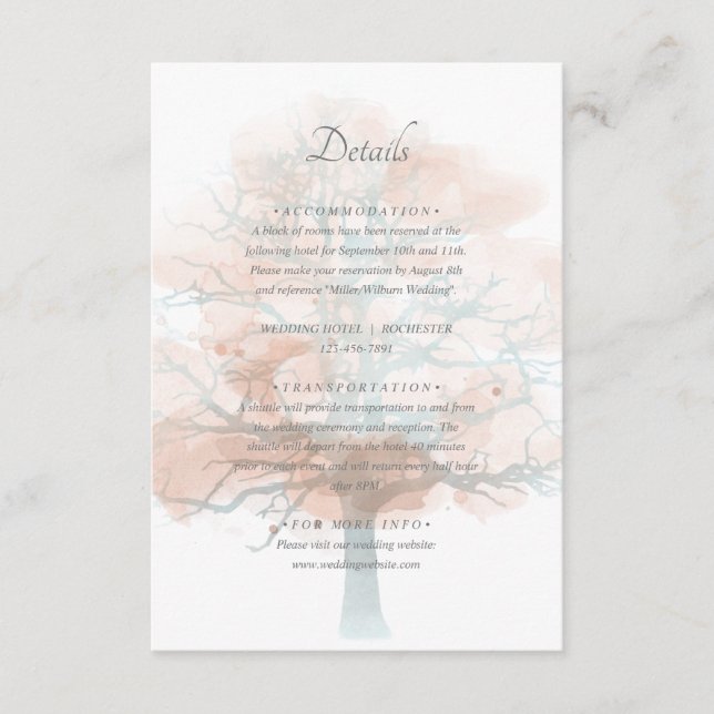 Tarjeta De Recepción Detalles del árbol Misty (Anverso)