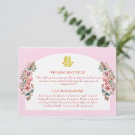 Tarjeta De Recepción Detalles del arco floral blanco rosa boda chino
