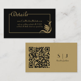 Tarjeta De Recepción Detalles del Art Nouveau Black and Gold Boda con Q