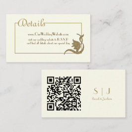 Tarjeta De Recepción Detalles del Art Nouveau Ivory and Gold Boda con Q