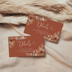 Tarjeta De Recepción Detalles del Baby Shower Terracotta Tiny Wildflowe