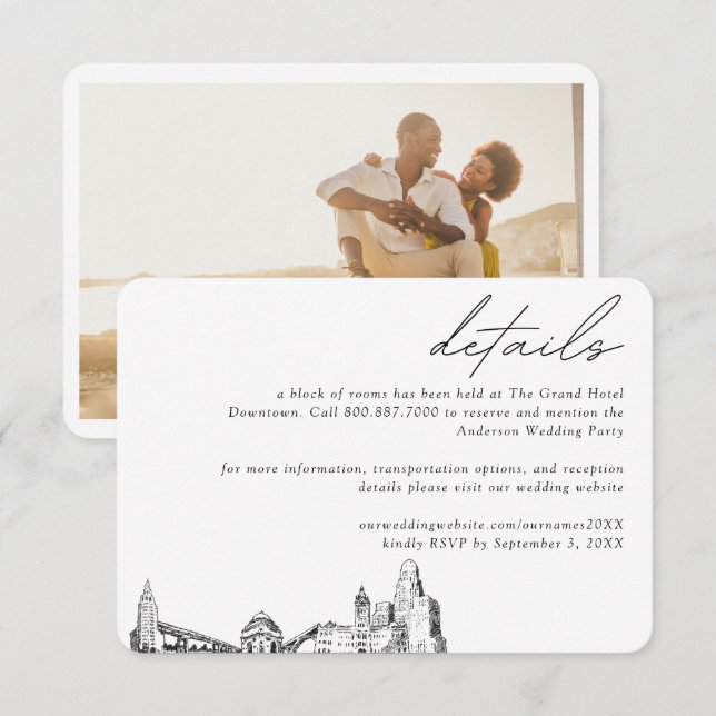 Tarjeta De Recepción Detalles del bloque de habitaciones del Boda Buffa (Anverso / Reverso)