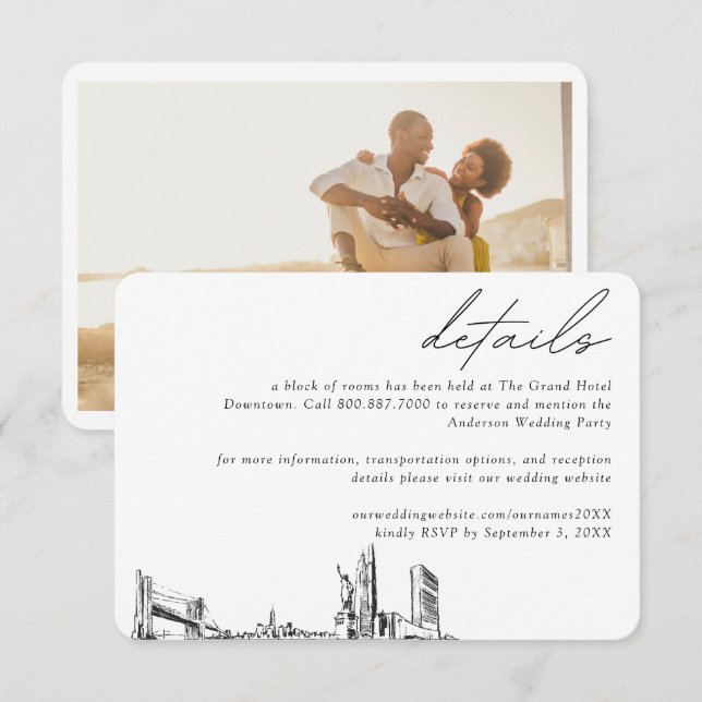 Tarjeta De Recepción Detalles del bloque de habitaciones del Boda de la (Anverso / Reverso)