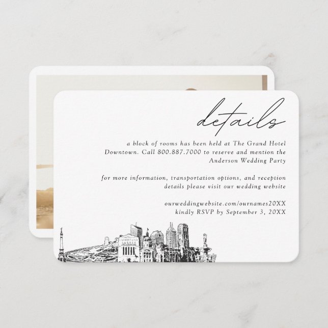 Tarjeta De Recepción Detalles del bloque de habitaciones del Boda India (Anverso / Reverso)