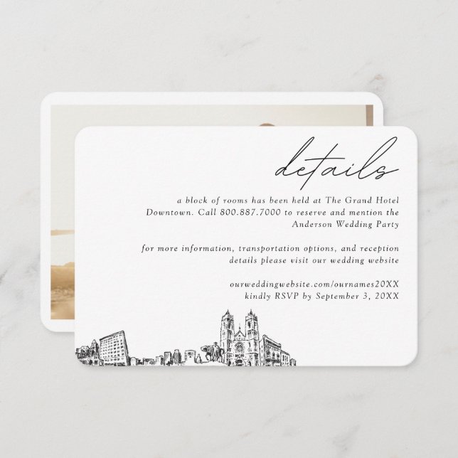 Tarjeta De Recepción Detalles del bloque de habitaciones del Boda Newar (Anverso / Reverso)