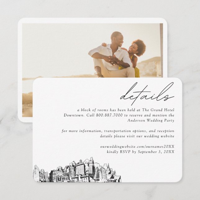 Tarjeta De Recepción Detalles del bloque de habitaciones del Boda Oakla (Anverso / Reverso)