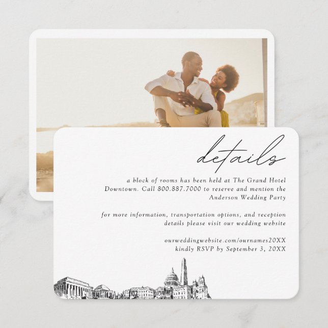 Tarjeta De Recepción Detalles del bloque de habitaciones del Boda Washi (Anverso / Reverso)