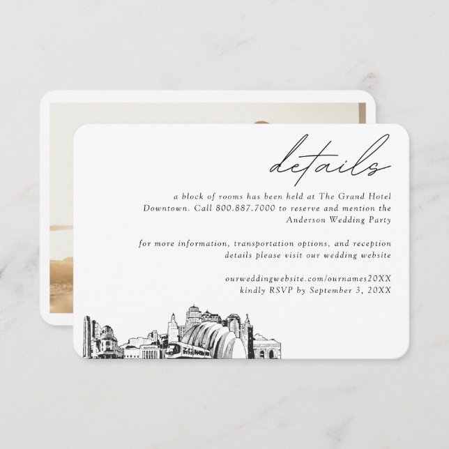 Tarjeta De Recepción Detalles del bloque de habitaciones del Hotel Boda (Anverso / Reverso)