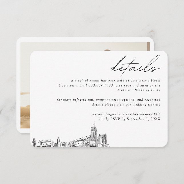 Tarjeta De Recepción Detalles del bloque de habitaciones del hotel para (Anverso / Reverso)