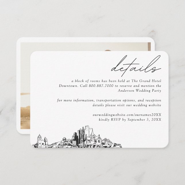 Tarjeta De Recepción Detalles del bloque de habitaciones del hotel Phoe (Anverso / Reverso)