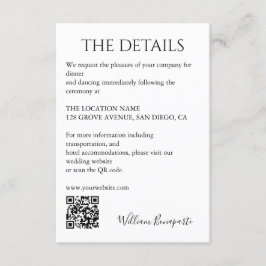 Tarjeta De Recepción Detalles del boda