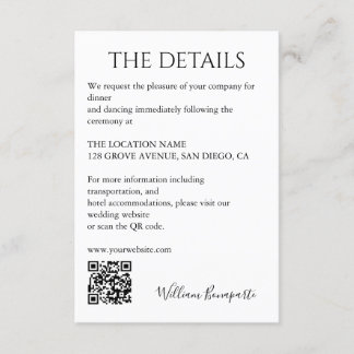 Tarjeta De Recepción Detalles del boda