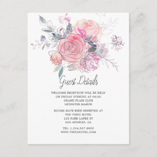 Tarjeta De Recepción Detalles del Boda acuarela Doodle Floral