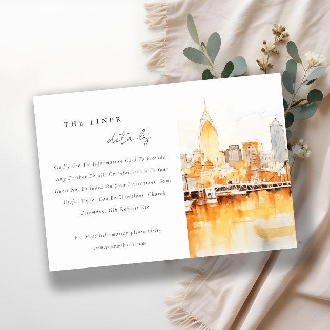 Tarjeta De Recepción Detalles del Boda acuático Nashville City Skyline (Subido por el creador)