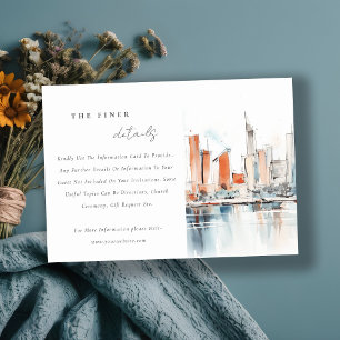 Tarjeta De Recepción Detalles del Boda acuático Skyline de Miami Florid