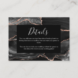 Tarjeta De Recepción Detalles del boda Agate negro clásico formal