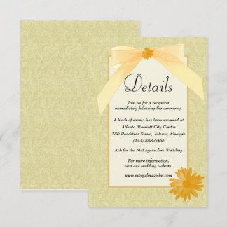 Tarjeta De Recepción Detalles del Boda Amarillo Floral Y Bow