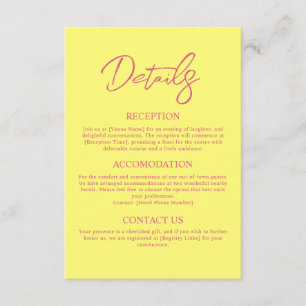Tarjeta De Recepción Detalles del Boda amarillo rosa y mantequilla mode
