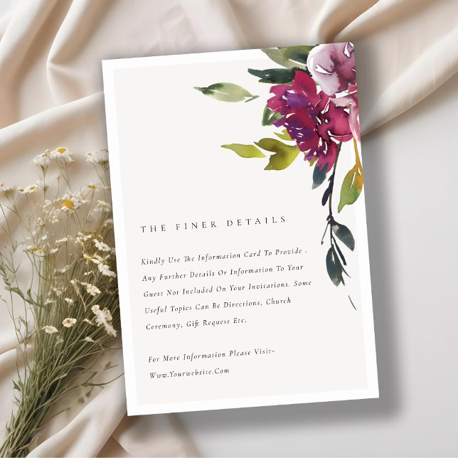 Tarjeta De Recepción Detalles del Boda amarillo Rubor borgoña Floral (Subido por el creador)