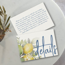 Detalles del Boda amarillo y azul Lemons moderno