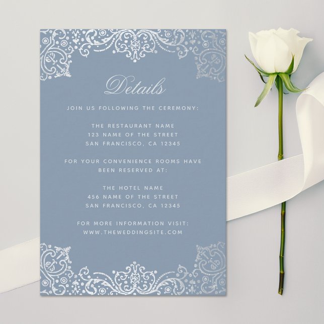 Tarjeta De Recepción Detalles del boda Antigüedad de la plata azul turq (Subido por el creador)