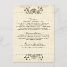 Tarjeta De Recepción Detalles del Boda antiguo de vintage Insertar