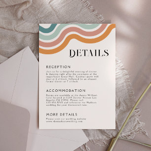 Tarjeta De Recepción Detalles del Boda arcoiris de la Vieja Retro 70