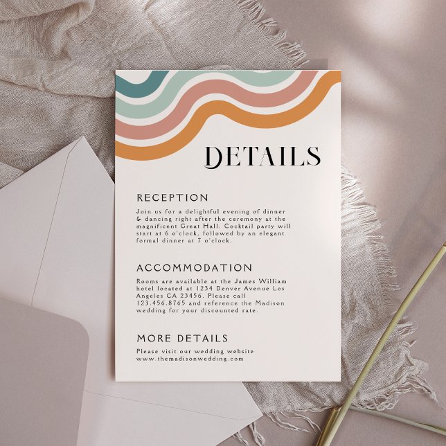 Tarjeta De Recepción Detalles del Boda arcoiris de la Vieja Retro 70 (Subido por el creador)