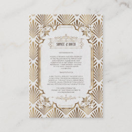 Tarjeta De Recepción Detalles del Boda Art Deco White Gold Gatsby 20