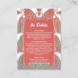 Tarjeta De Recepción Detalles del Boda Art Nouveau Calla Lily Elegance