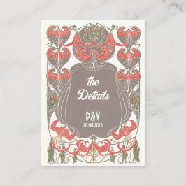 Tarjeta De Recepción Detalles del Boda Art Nouveau Fuchsia Elegance