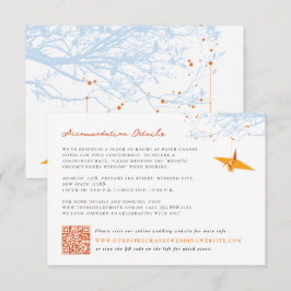 Tarjeta De Recepción Detalles del Boda asiático Crane, Naranja de orige