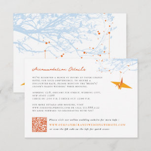 Tarjeta De Recepción Detalles del Boda asiático Crane, Naranja de orige
