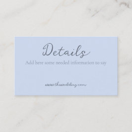 Tarjeta De Recepción Detalles del Boda azul beau Minimalista monograma