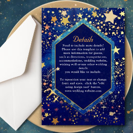 Tarjeta De Recepción Detalles del boda azul celestial de la noche estre