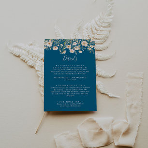 Tarjeta De Recepción Detalles del Boda azul de flores silvestres del Bo