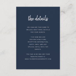 Tarjeta De Recepción Detalles del Boda azul de la Marina de Guerra Mini
