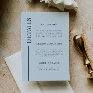 Tarjeta De Recepción Detalles del Boda azul de la Marina de Línea Limpi