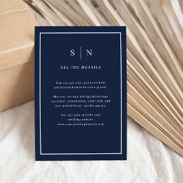 Tarjeta De Recepción Detalles del Boda azul de la marina de Moda mínima