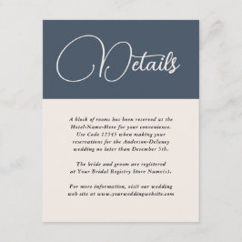 Tarjeta De Recepción Detalles del Boda azul de la Marina de Simplicidad