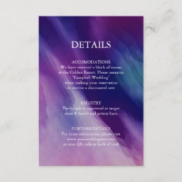 Tarjeta De Recepción Detalles del Boda azul de la Marina Púrpura