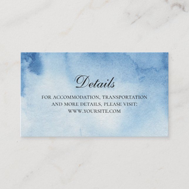 Tarjeta De Recepción Detalles del boda azul. Información. Moderador acu (Anverso)