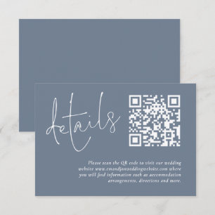 Tarjeta De Recepción Detalles del Boda azul turbio del código QR minima