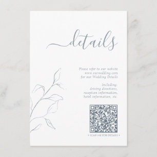 Tarjeta De Recepción Detalles del Boda azul turbio del código QR modern